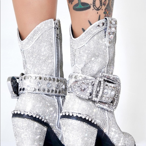 Icy Rhinestone Cowboy Heel Boots - Picture 2 of 3